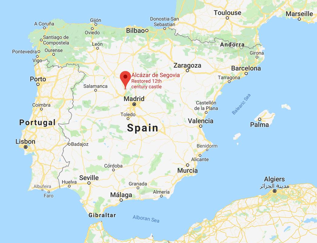 Alcázar de Segovia spain map