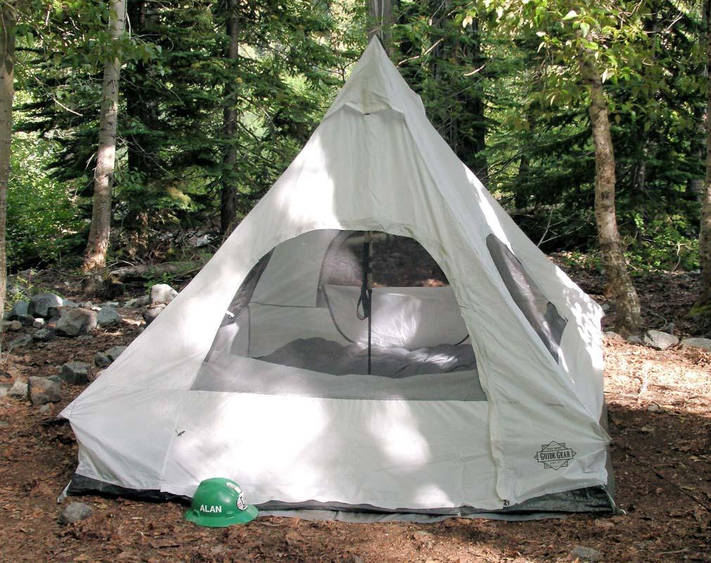 a white teepee tall 3 man tent