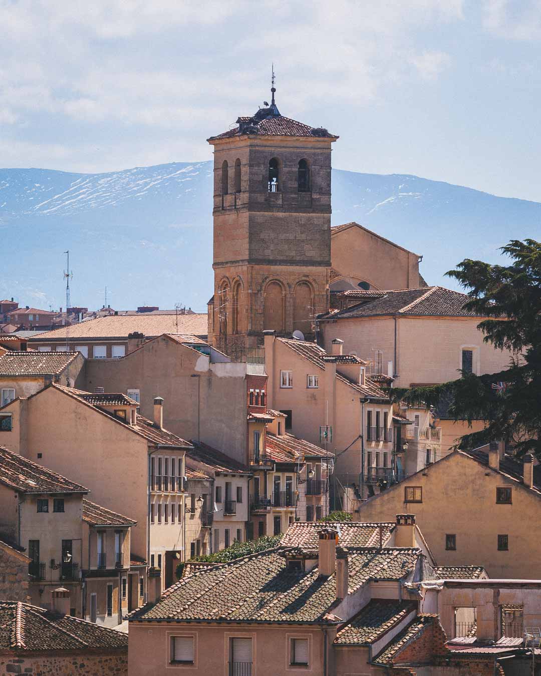 church as seen from the aqueduct de segovia