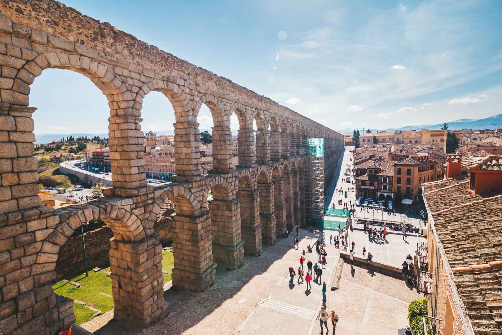 the roman aqueduct in segovia spain