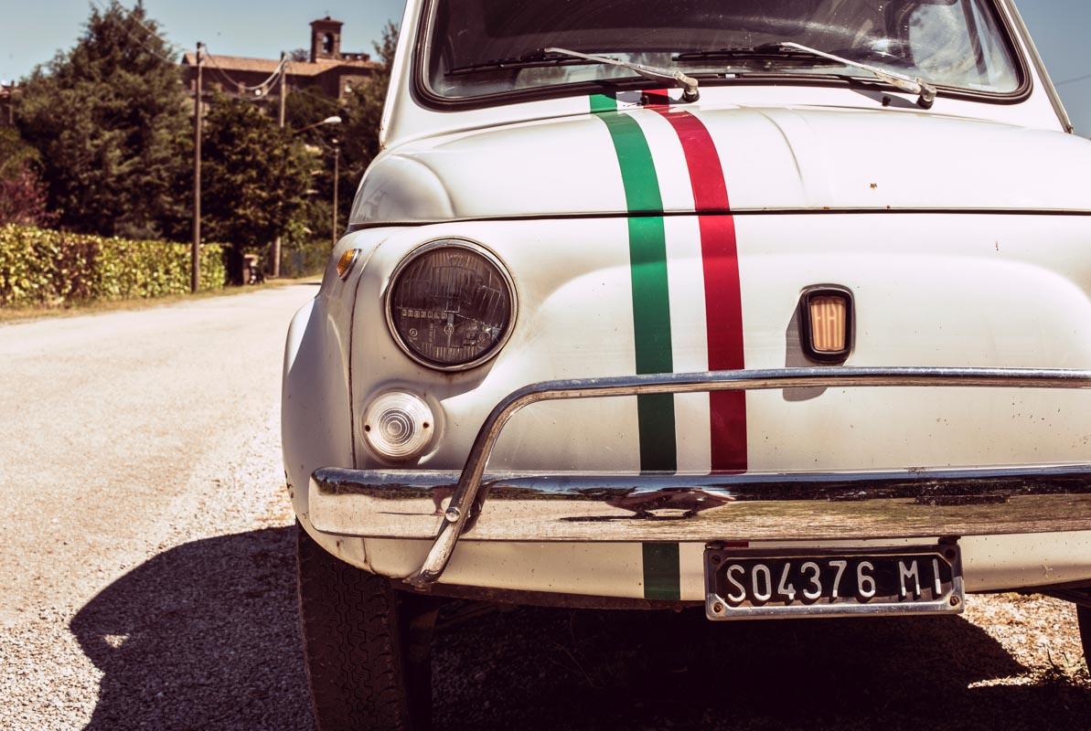 authentic fiat car with italian flag