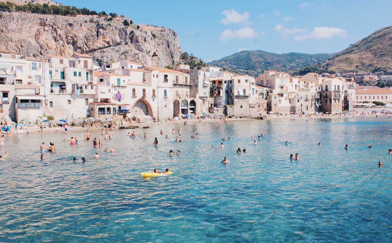 bathing in cefalu sicily