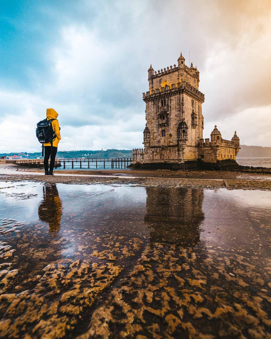 belem tower sunrise in lisbon portugal