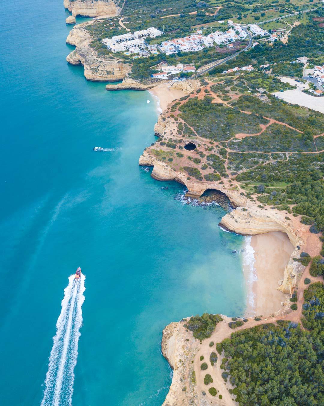 benagil cave drone view