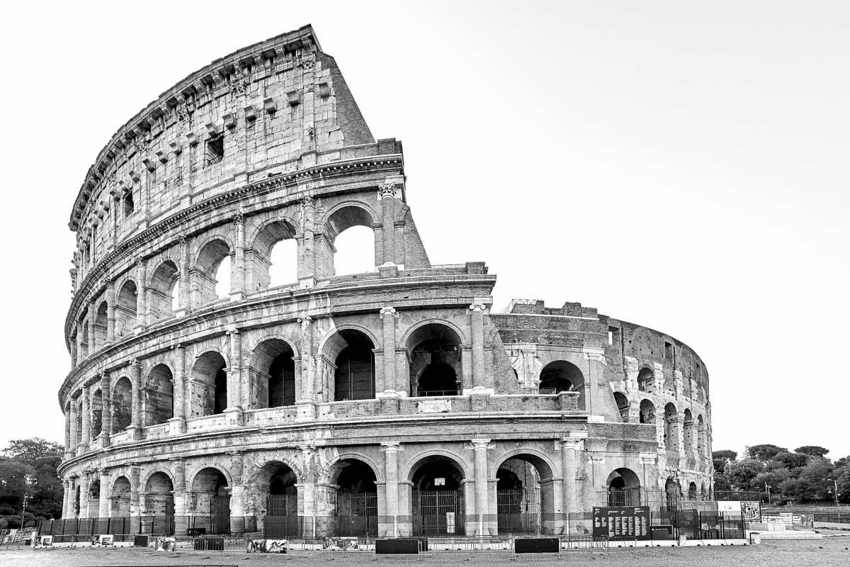 black and white photo of the colosseum