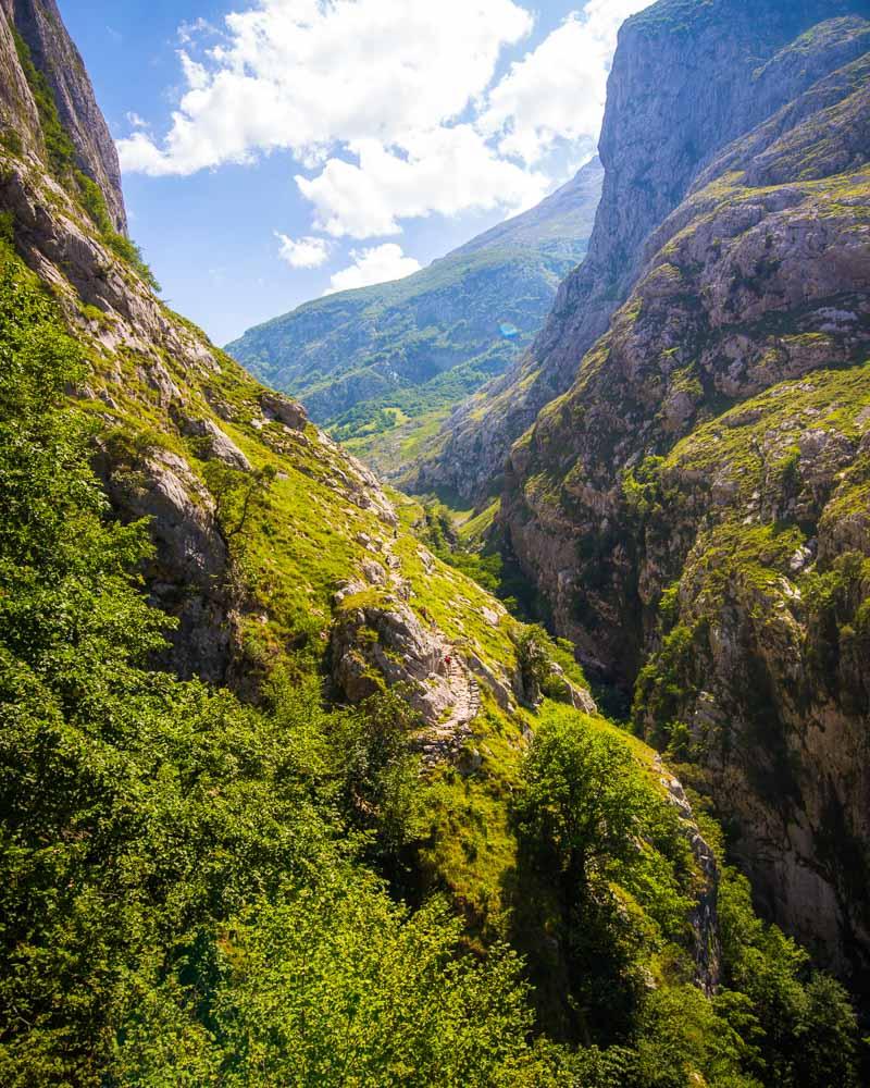 hiking to the mountain village of bulnes from poncebos