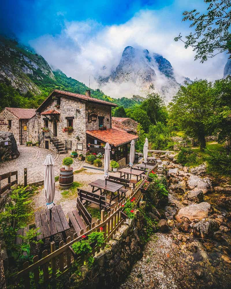 fog over the mountains in the back of bulnes