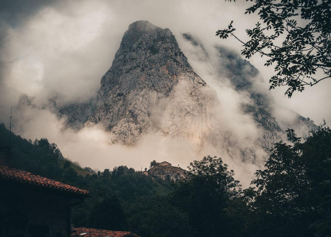 changing weather in bulnes with fog over the mountains