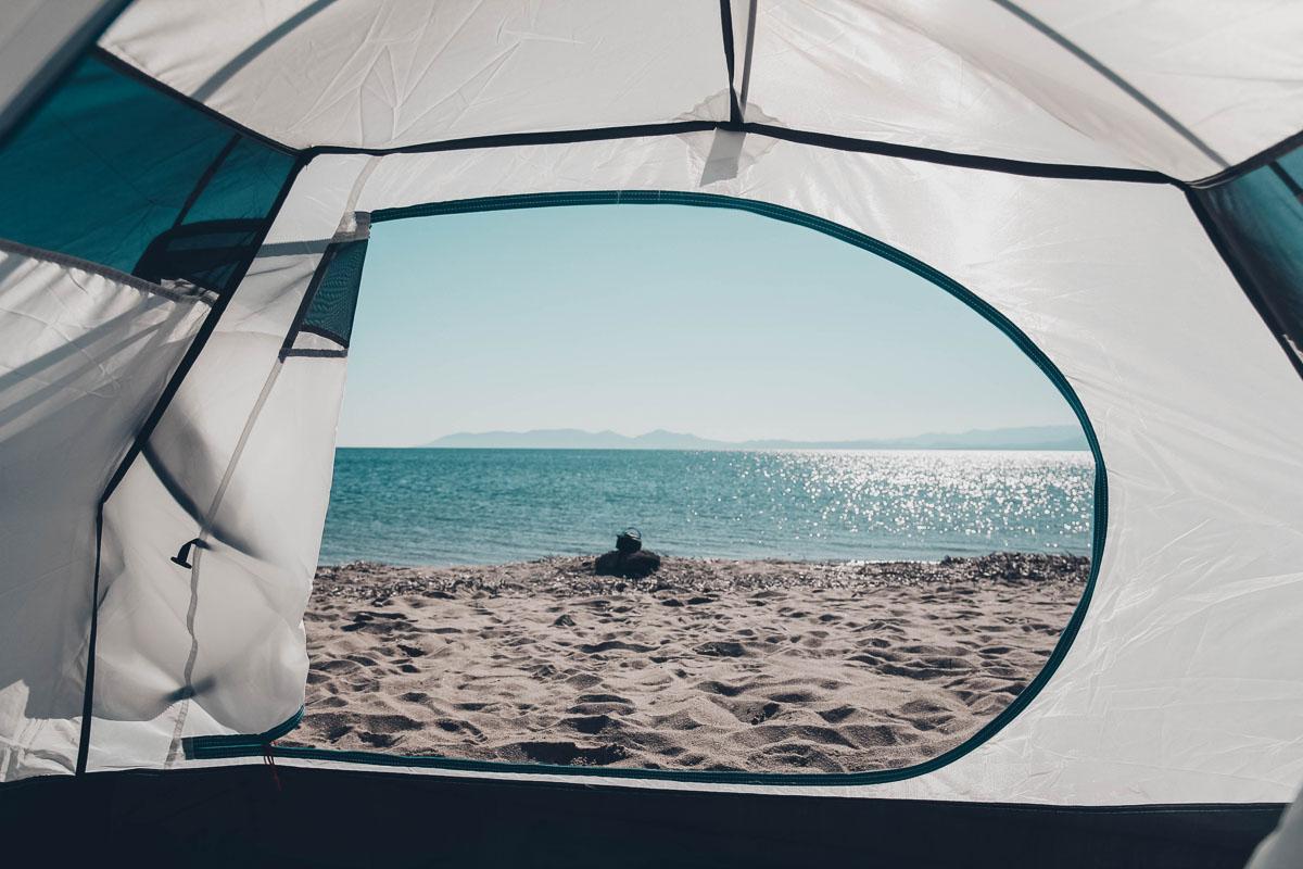 camping at the beach in one of the best 6 person tents with screen room