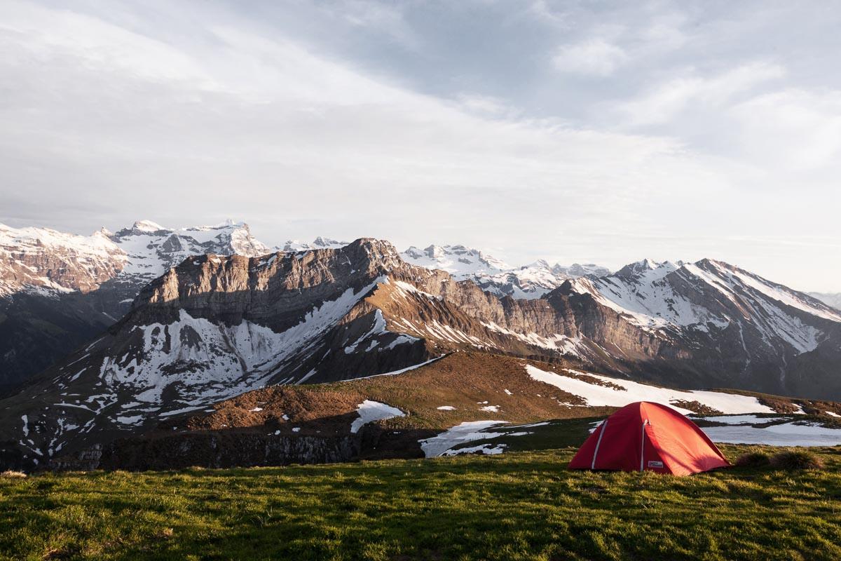 camping in the mountain with a great 8 person pop up tent