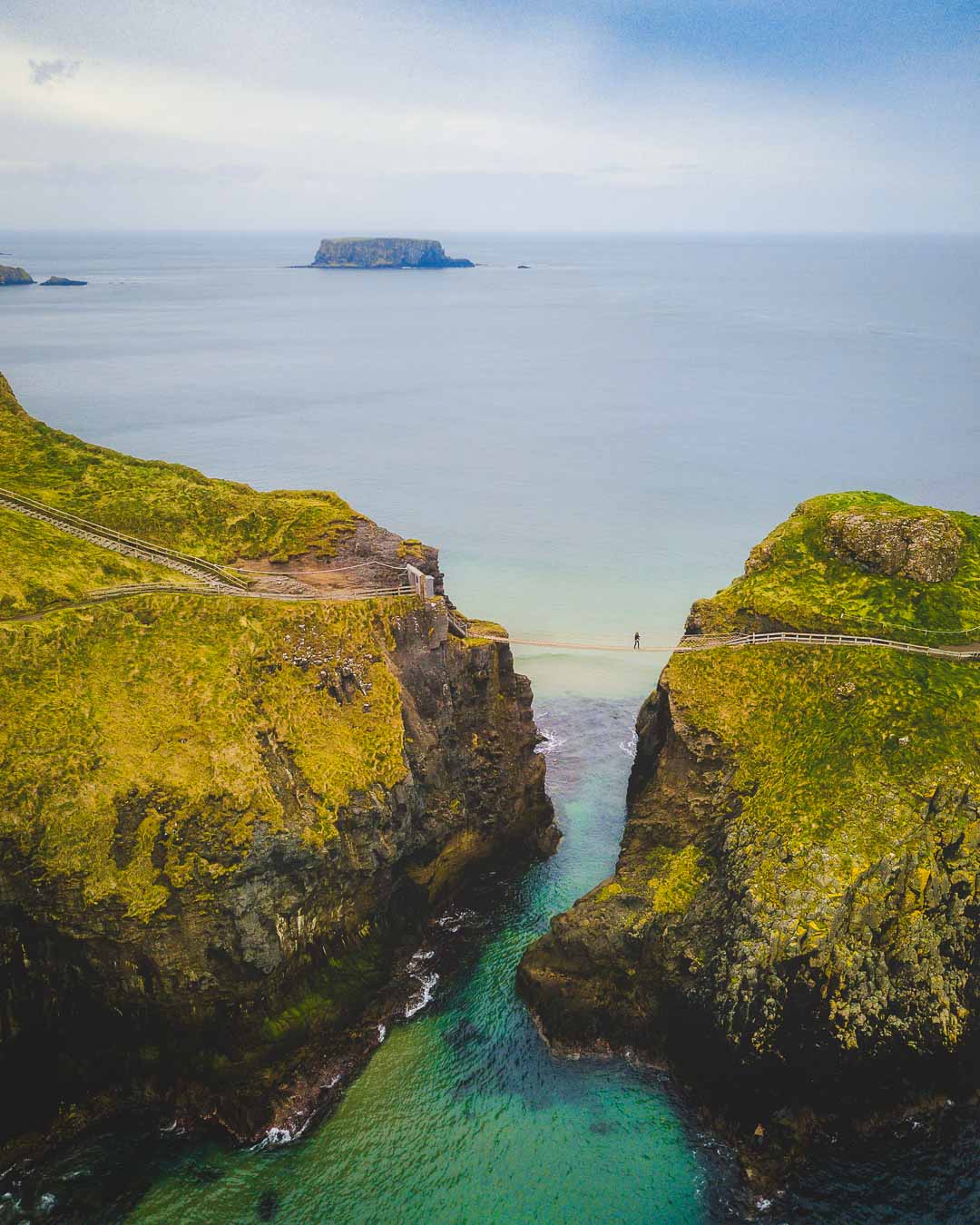 lone walker on the carrick a rede rope bridge