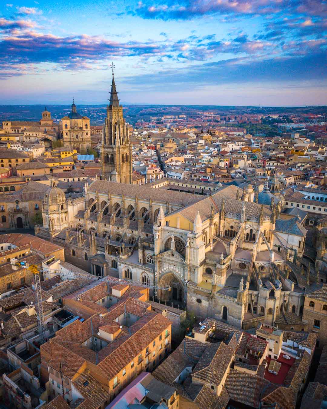 the toledo cathedral and iglesia de los jesuitas in the back