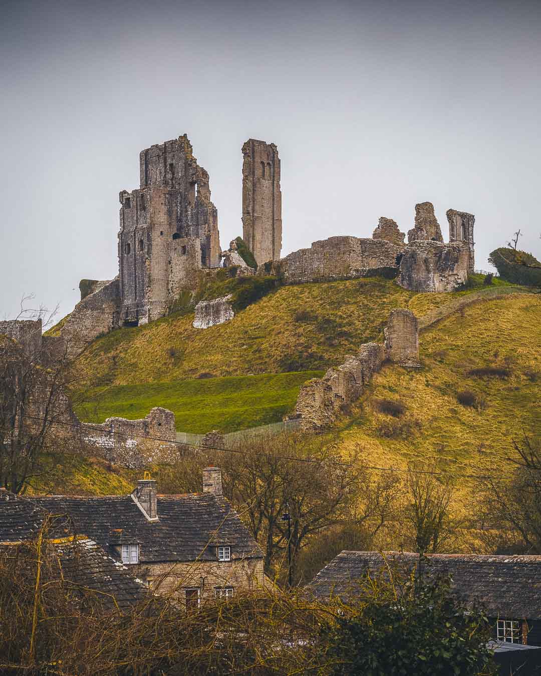 corfe castle from the village