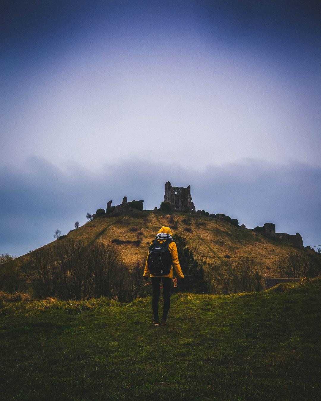 corfe castle from below