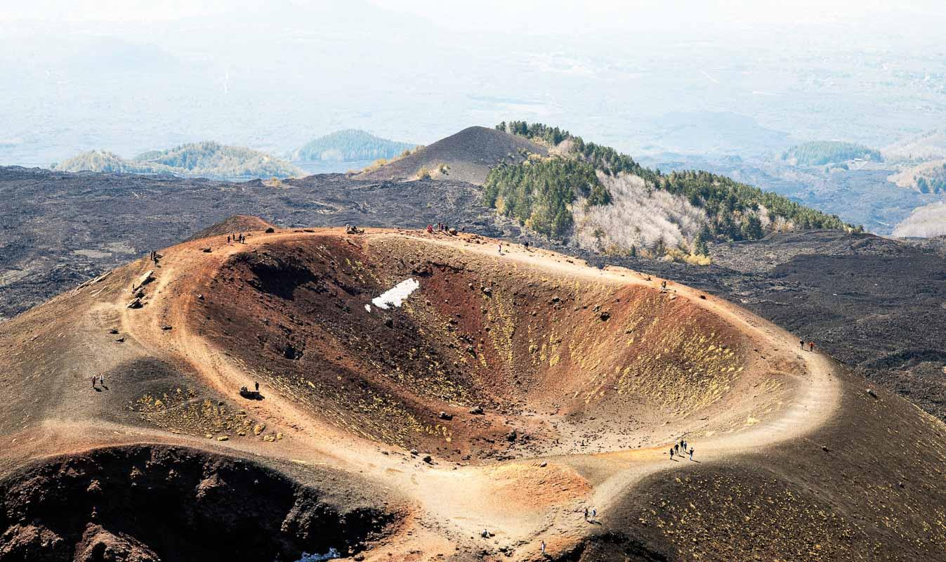 crater in mount etna sicily italy