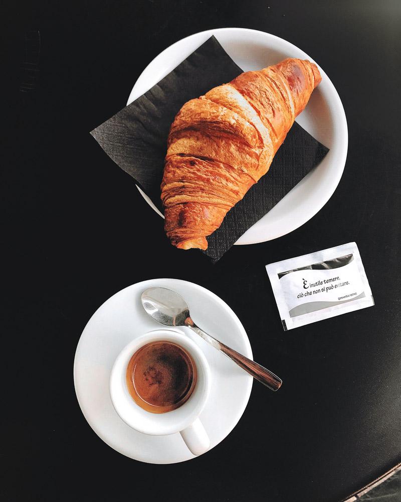 croissant and coffee typical italian breakfast