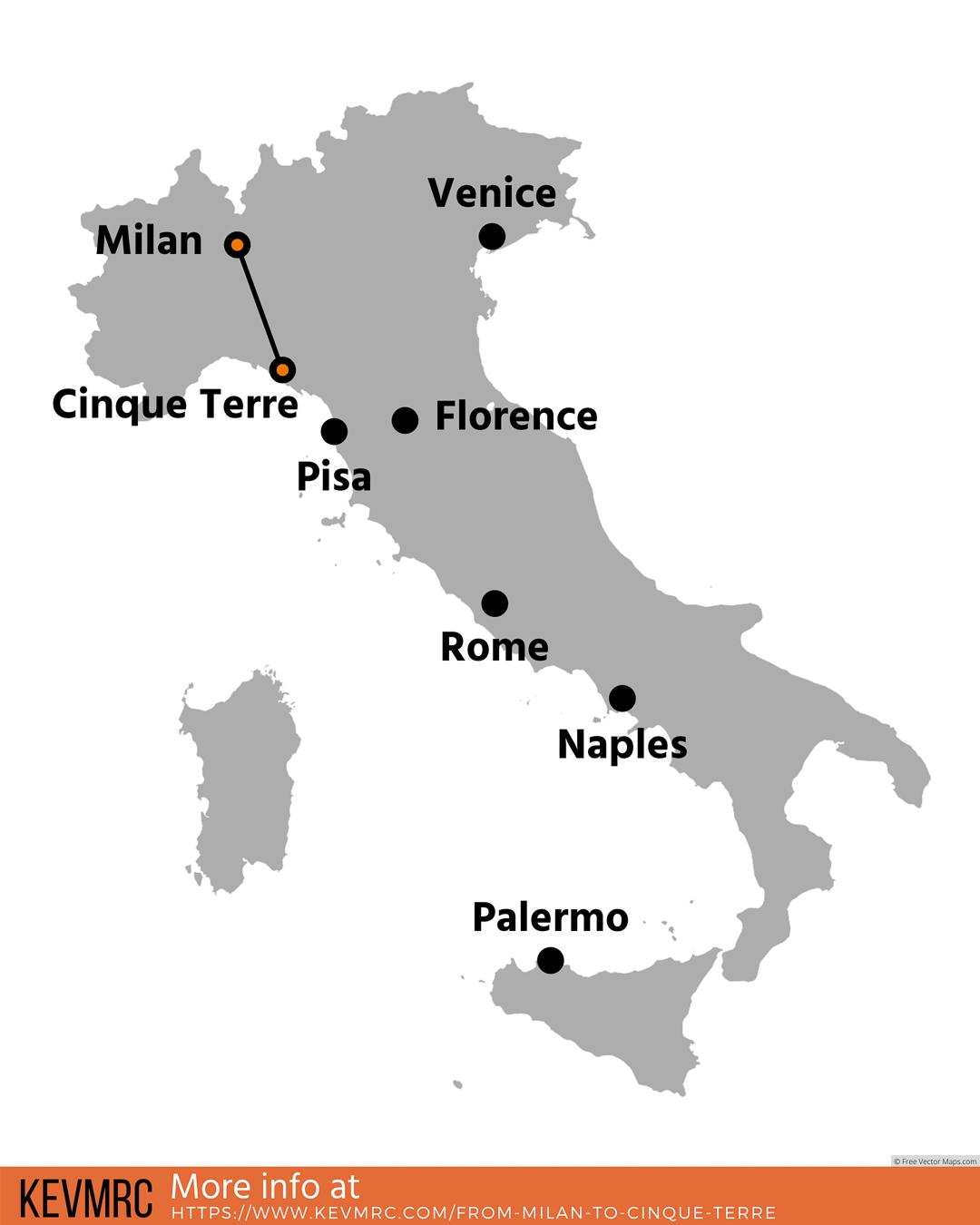 day trip from milan to cinque terre map