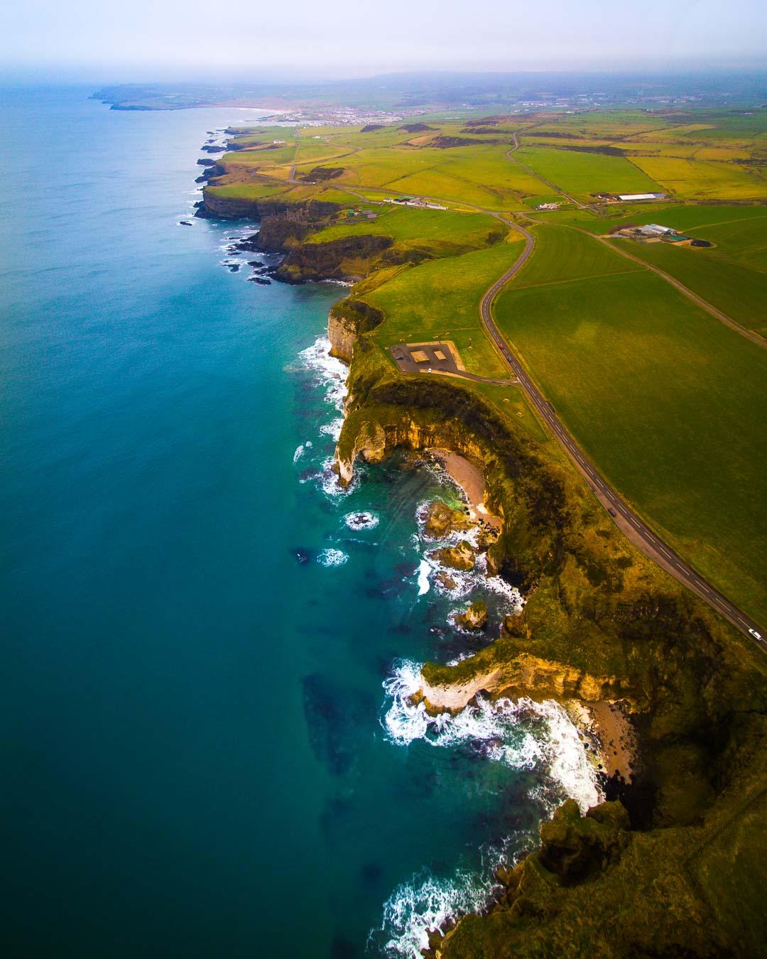 the antrim coast from the sky