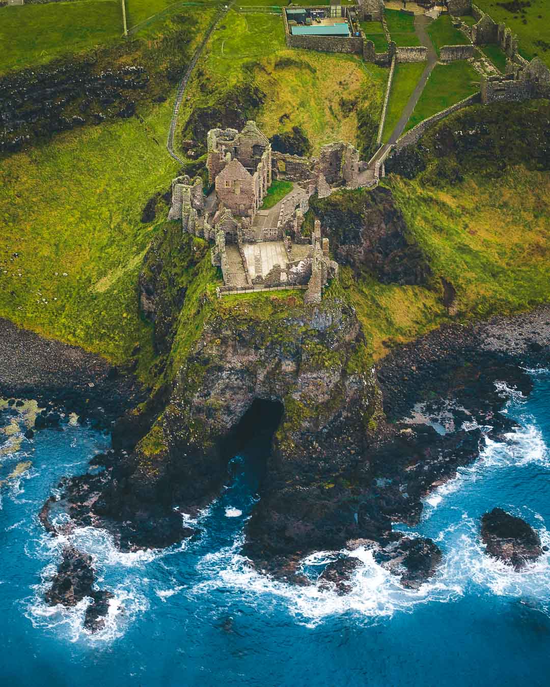 dunluce castle from the sky