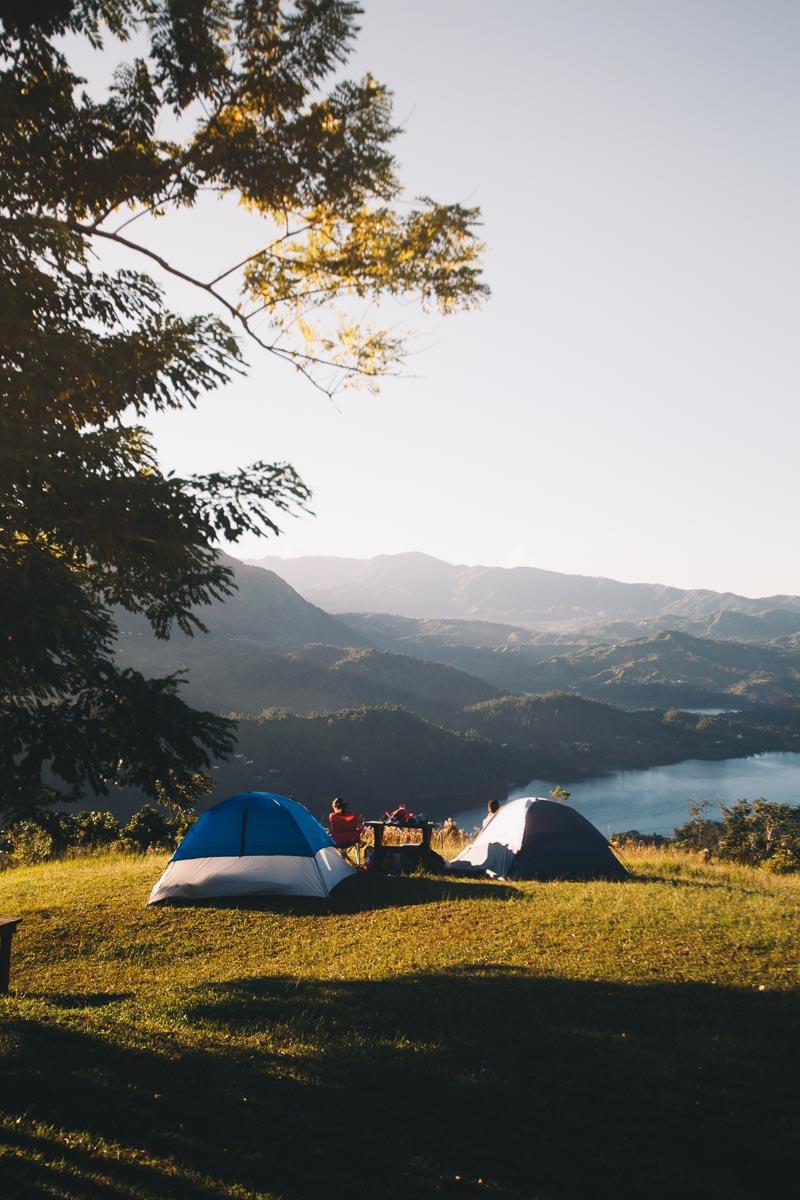 enjoying the view after sleeping in a best 4 man tent