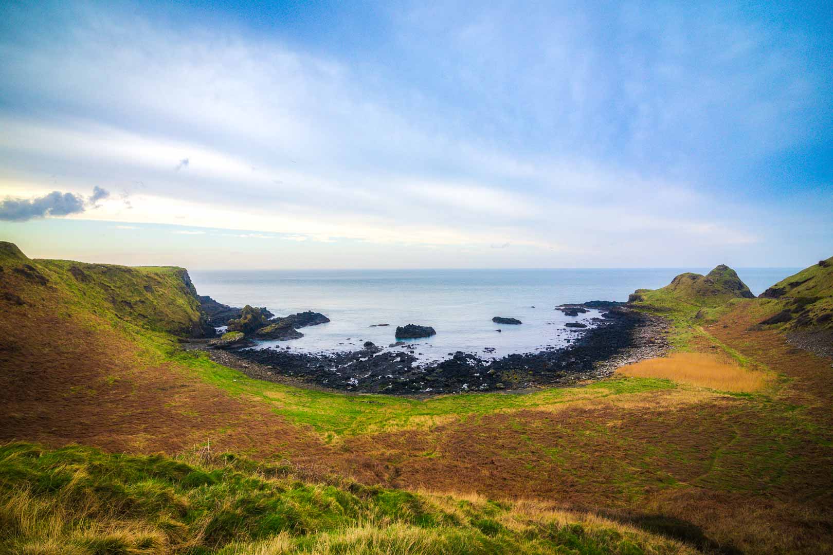 panorama of the coast next to the giant's causeway