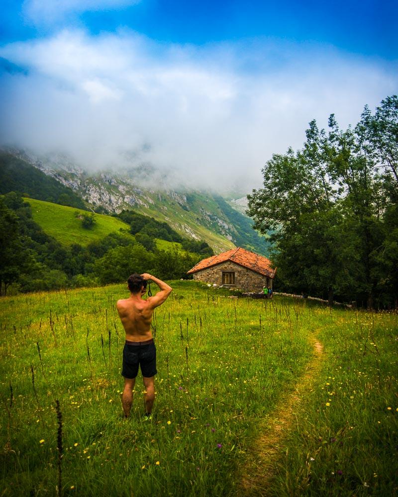 laurent taking photo of the mountain hut