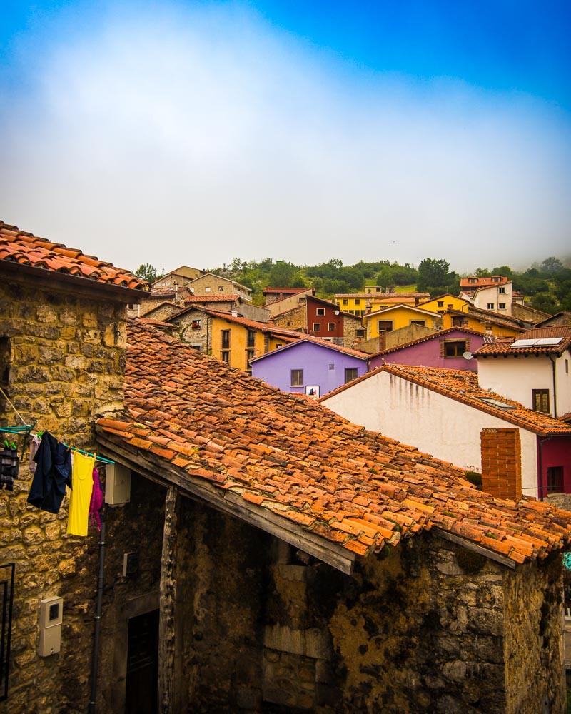 colorful facades of sotres spain