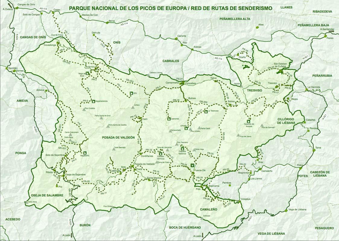 picos de europa hiking map