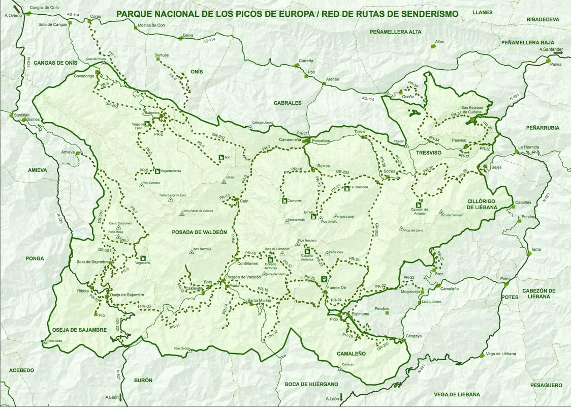 picos de europa hiking map