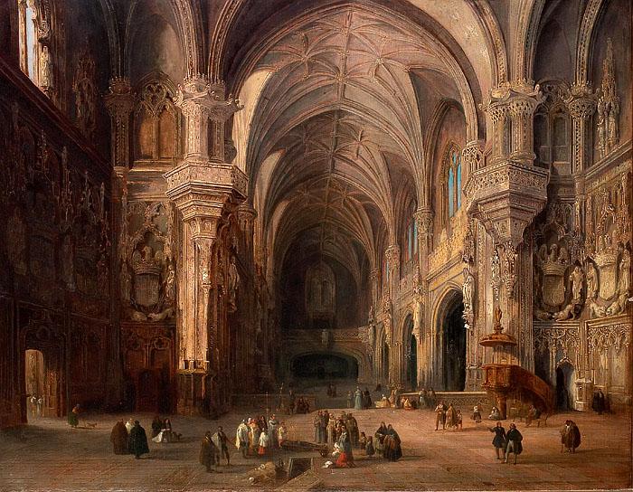 historical painting of the monasterio de san juan de los reyes toledo spain