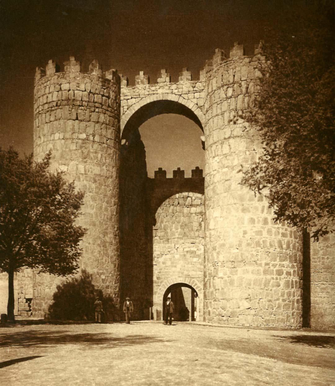 historical photo of the puerta del alcazar in avila spain