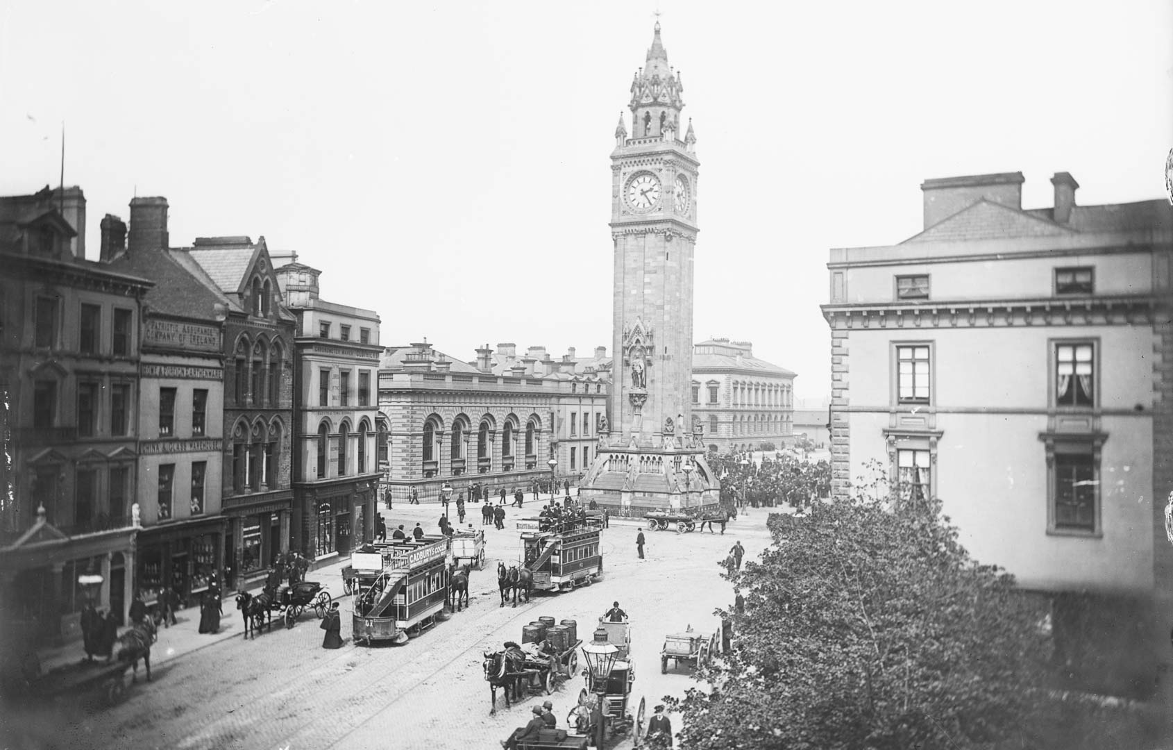 historical picture of albert memorial clock belfast