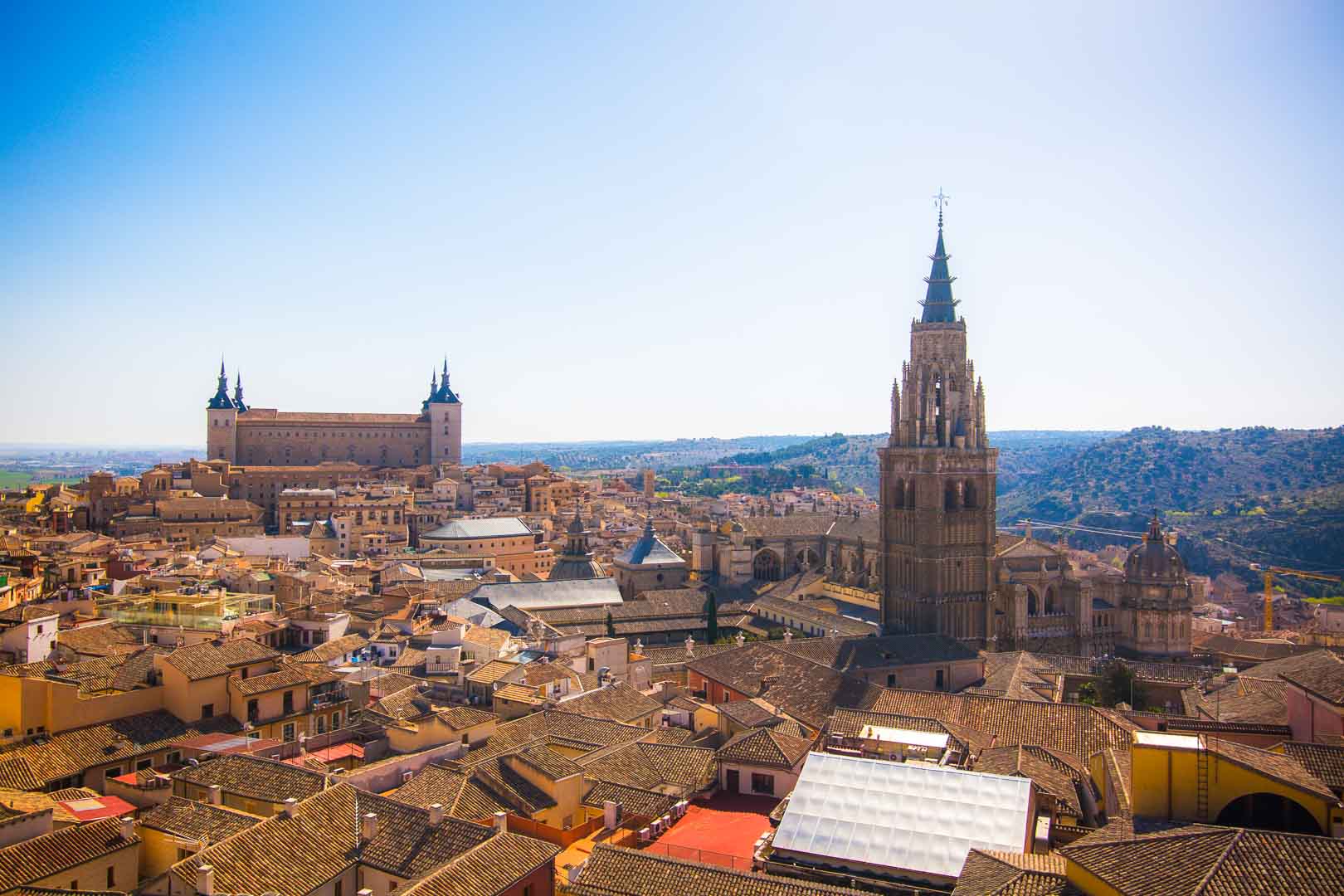 view over the catedral de toledo and the alcazar