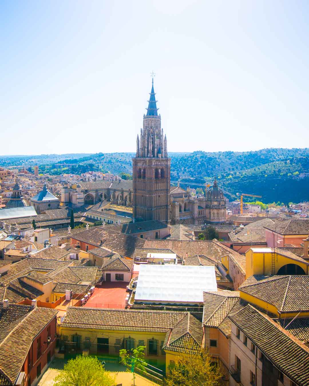 view over the toledo cathedral from the top of the iglesia de los jesuitas
