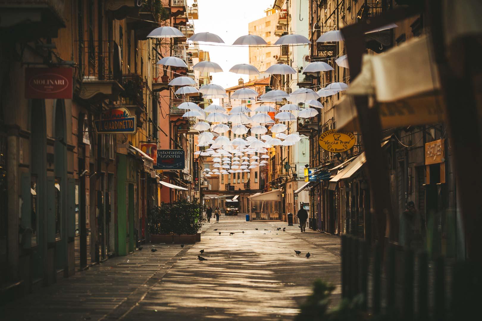 under the umbrellas in la spezia italy