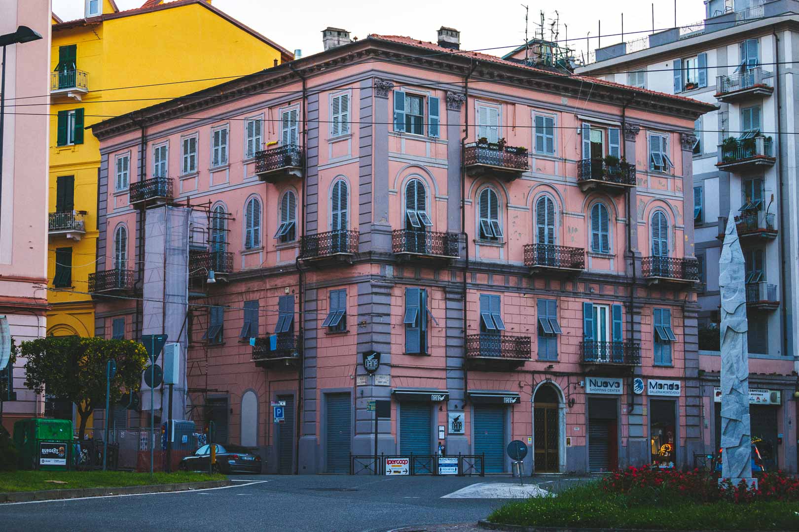 pink building in la spezia italy