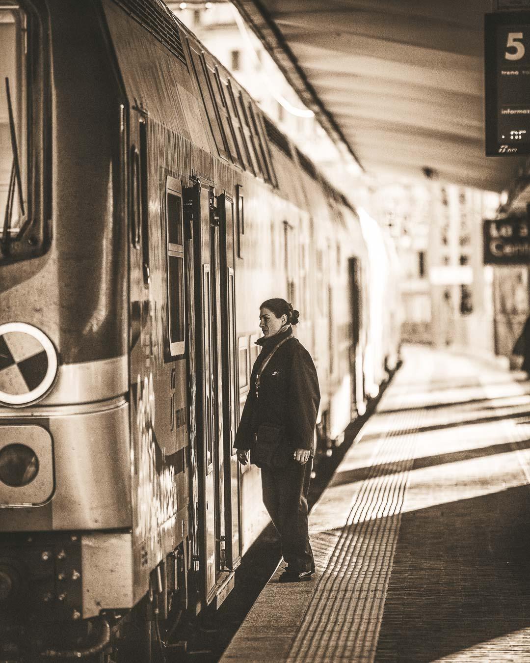 train agent boarding the train