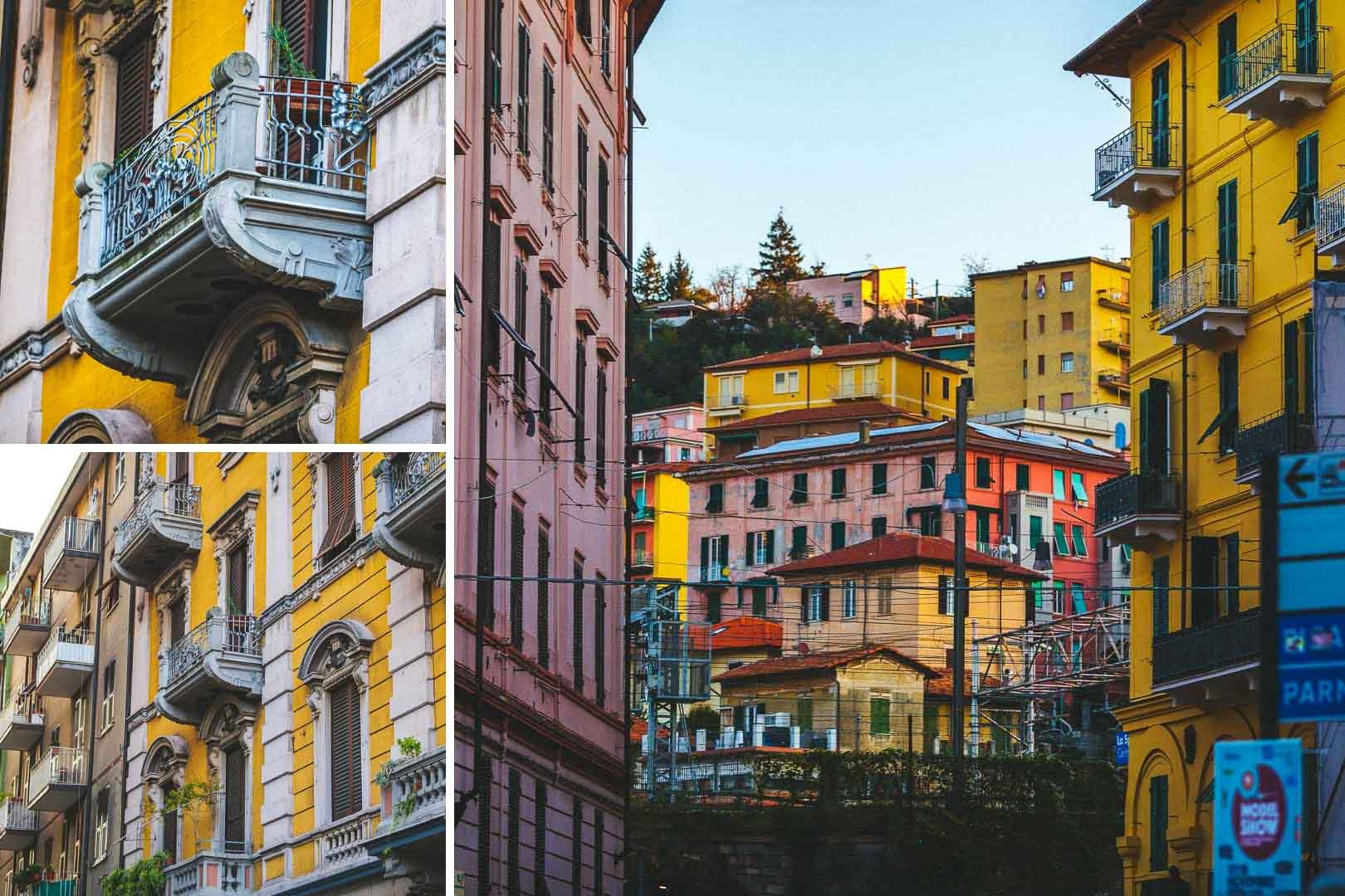 collage of yellow buildings in la spezia