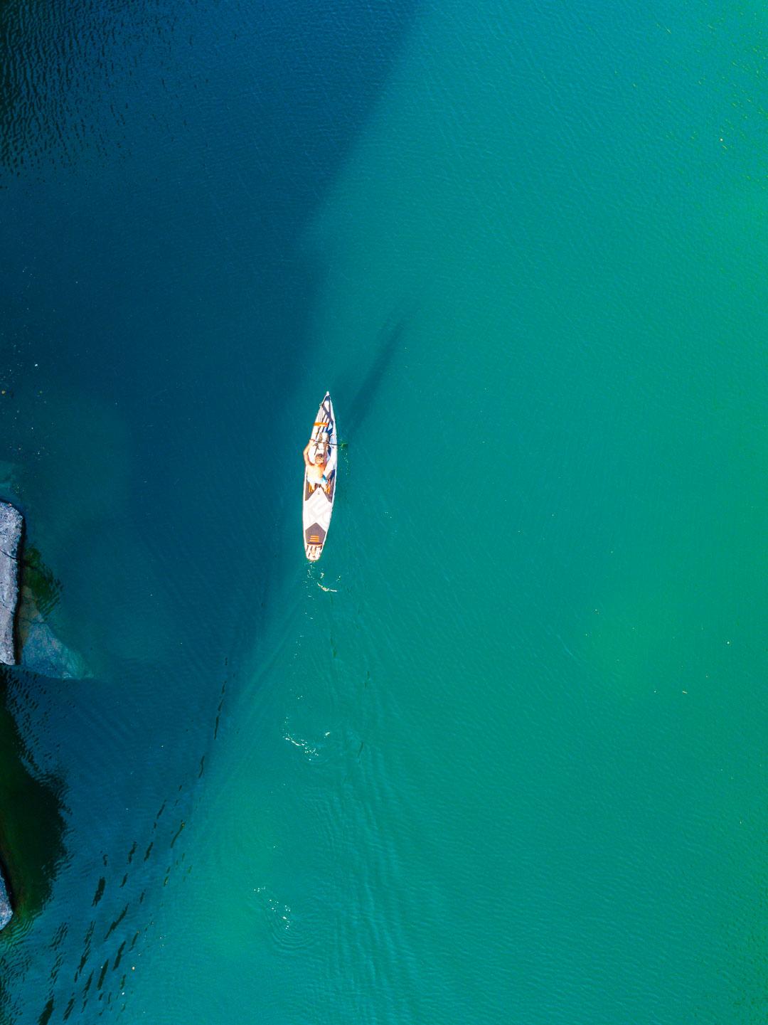 rowing boat from above