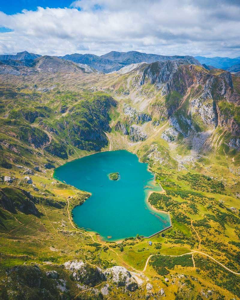 the beautiful lago del valle in somiedo natural park asturias spain