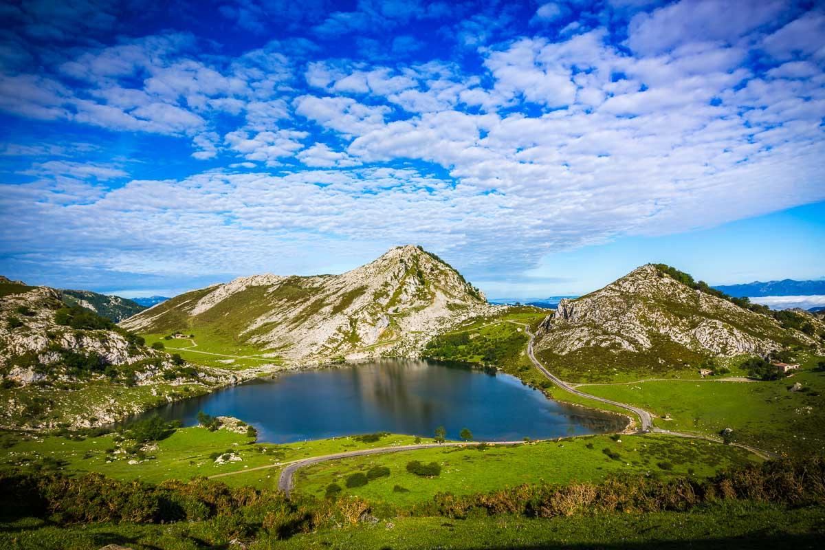 cloudy sky above the covadonga lakes