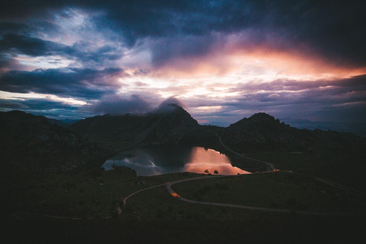 crazy sunset over the lagos picos de europa