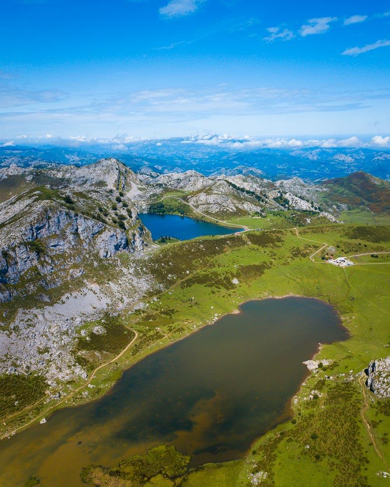 los lagos de covadonga from above