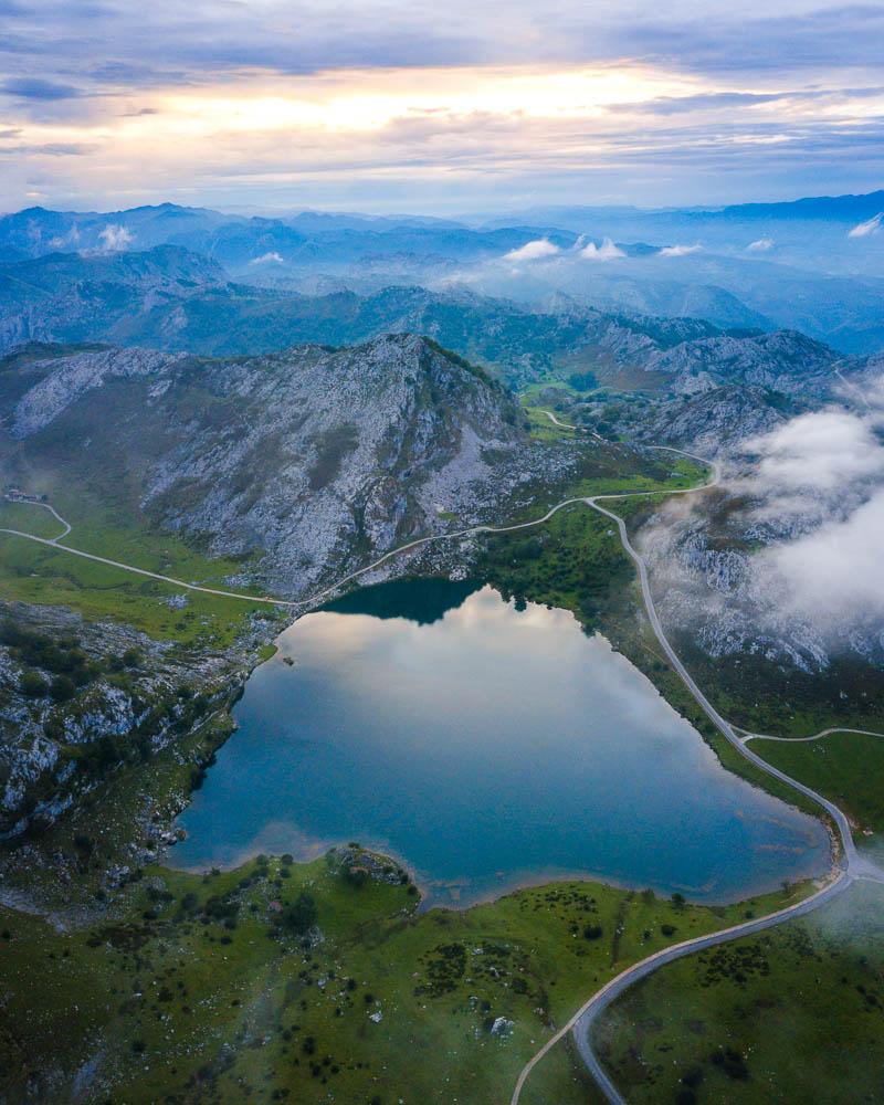 the blue shade of the covadonga lakes