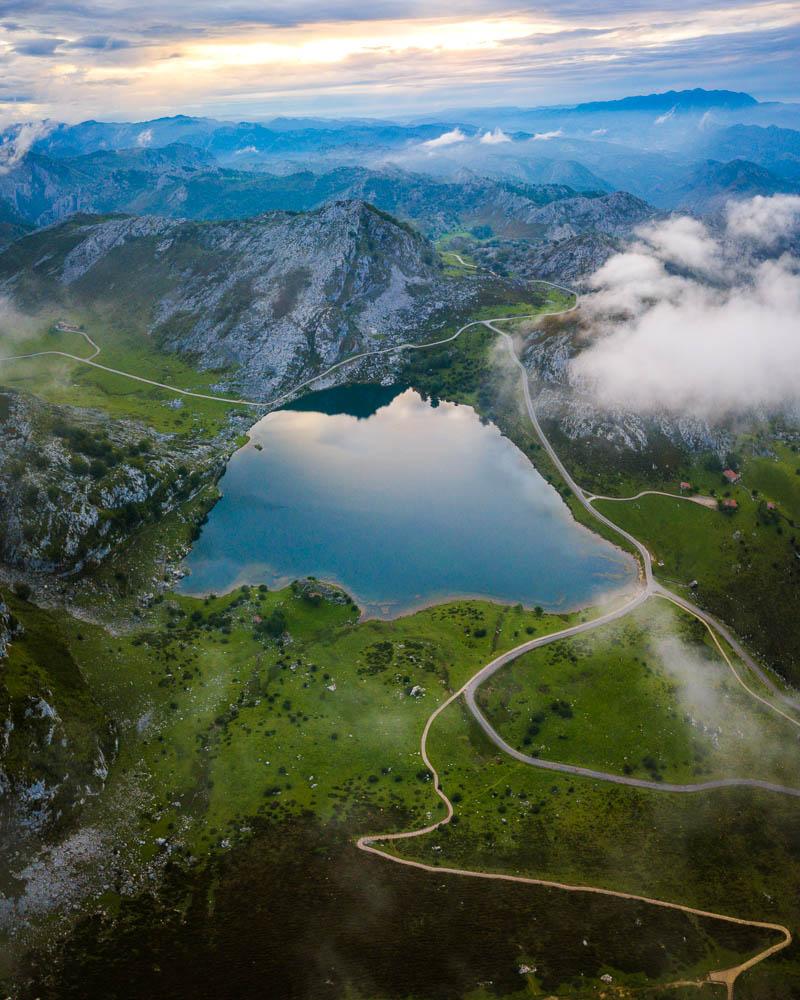 the lago enol in covadonga asturias spain