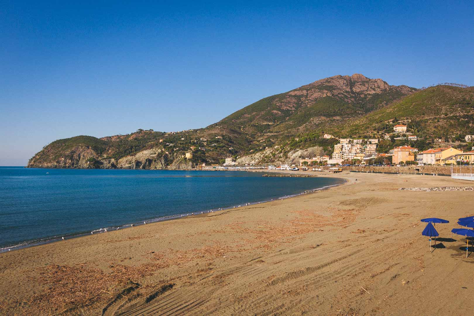 the beach of levanto cinque terre italy