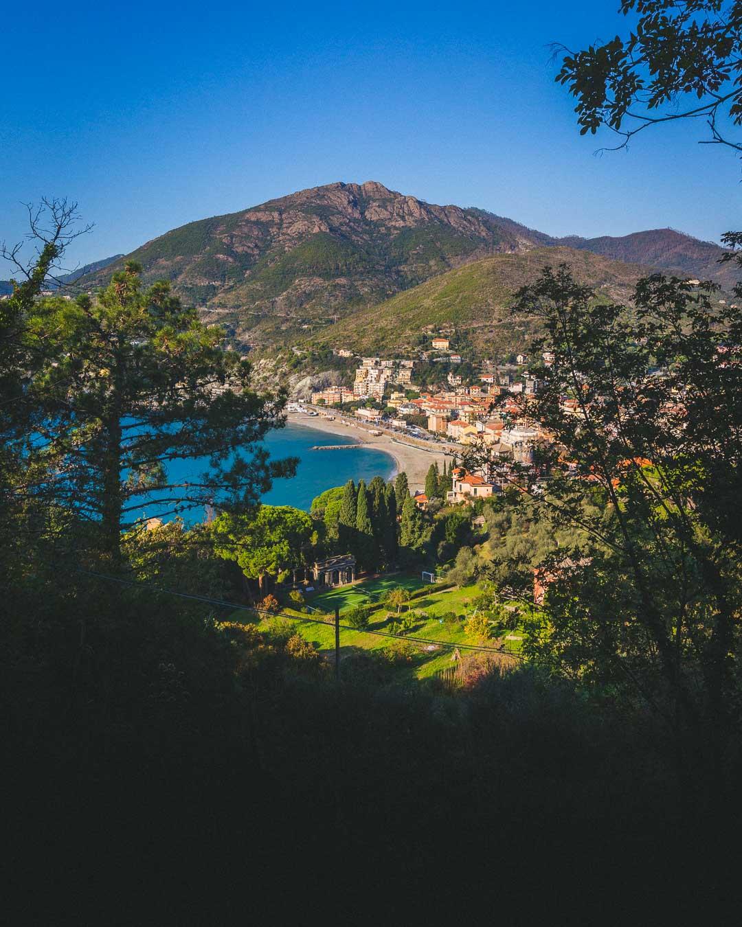 view of levanto cinque terre from the trail