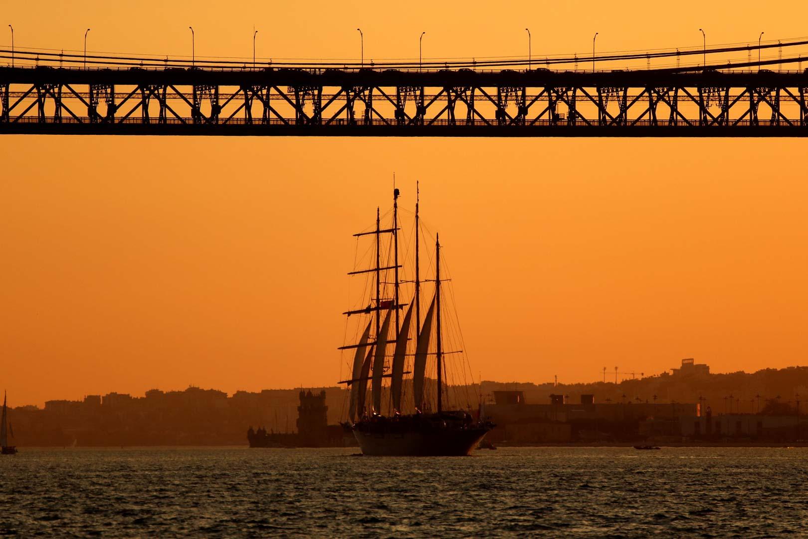 lisbon sunset from a boat tour