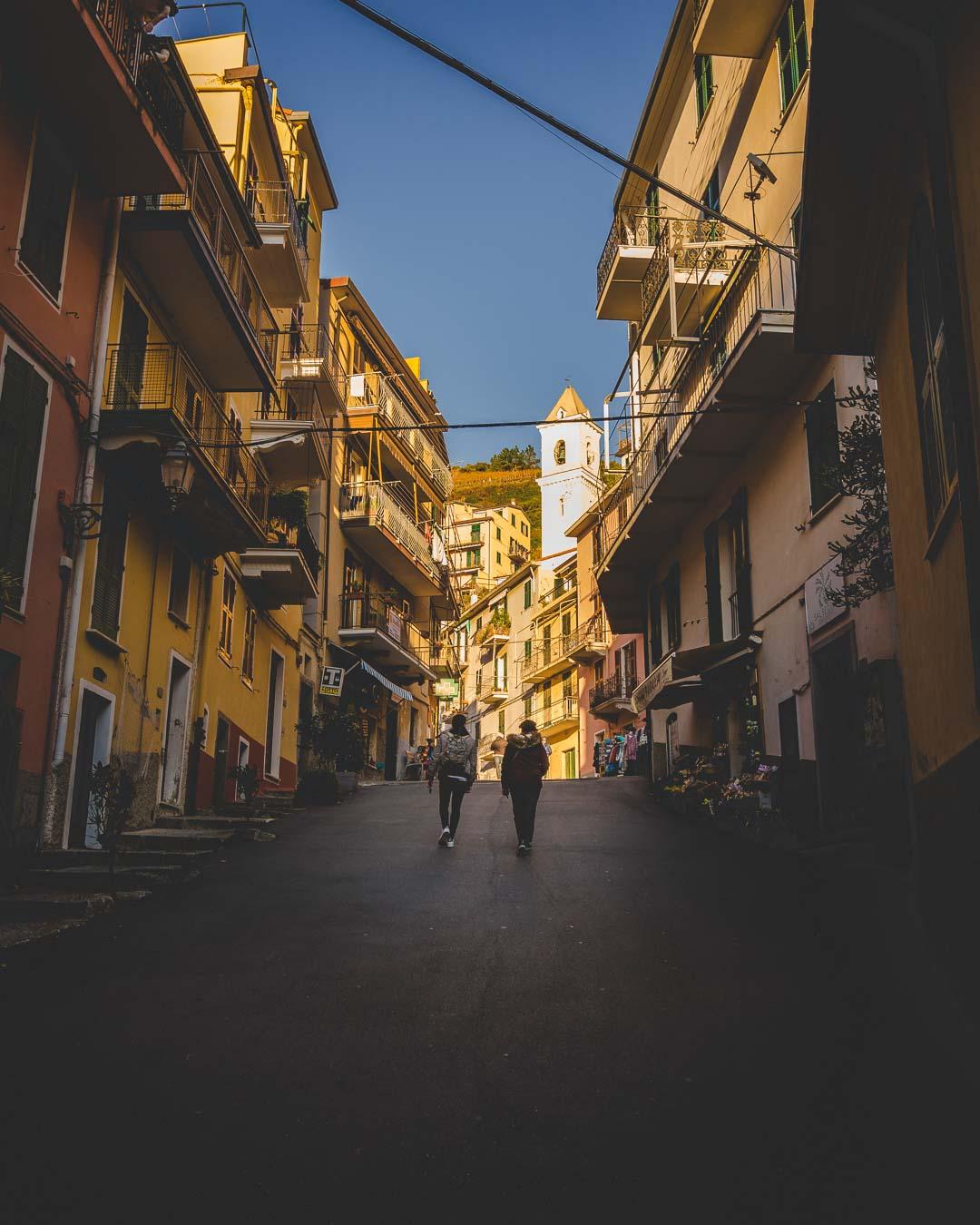 going up the streets in manarola