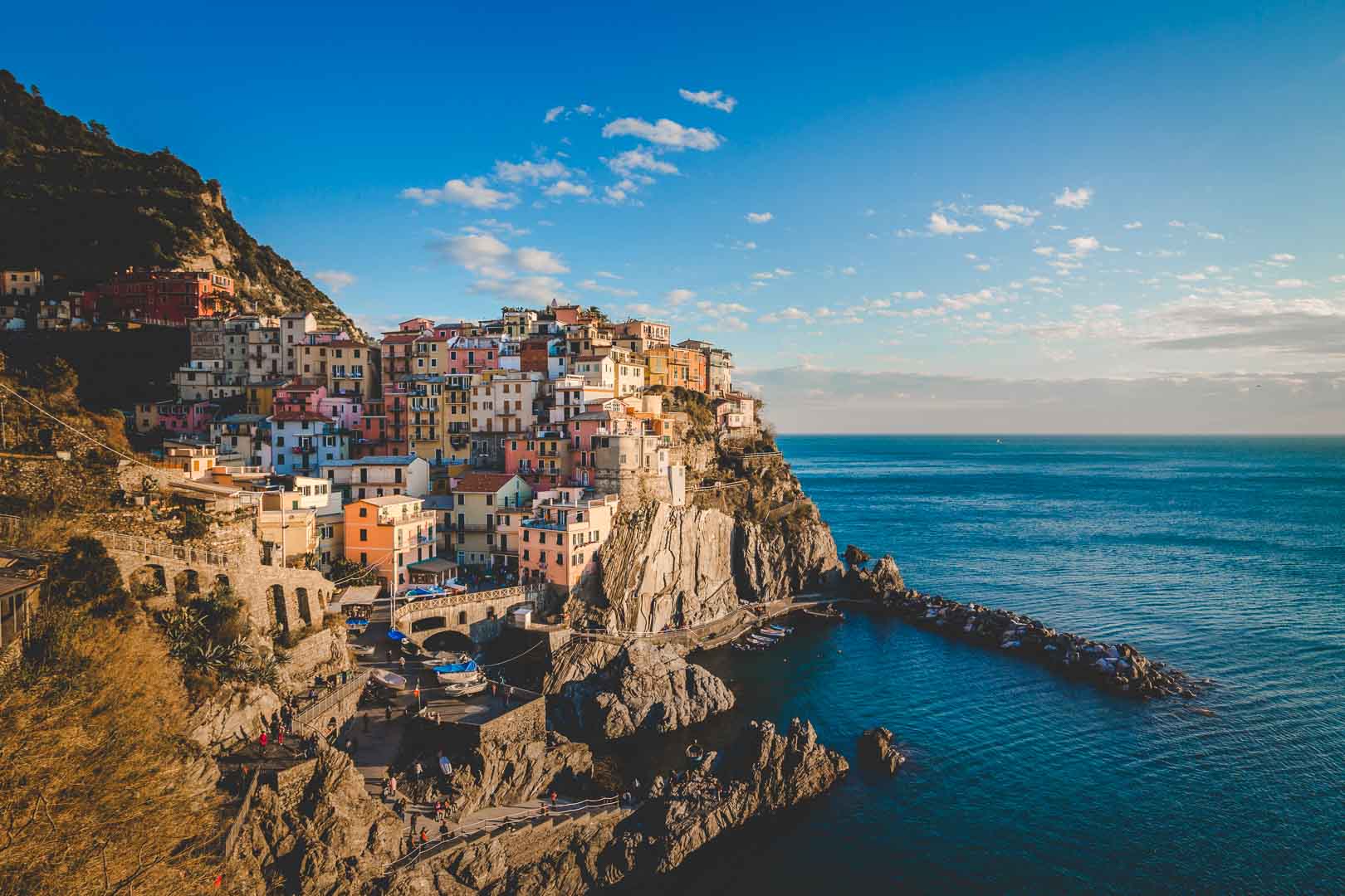 blue sky in manarola cinque terre italy